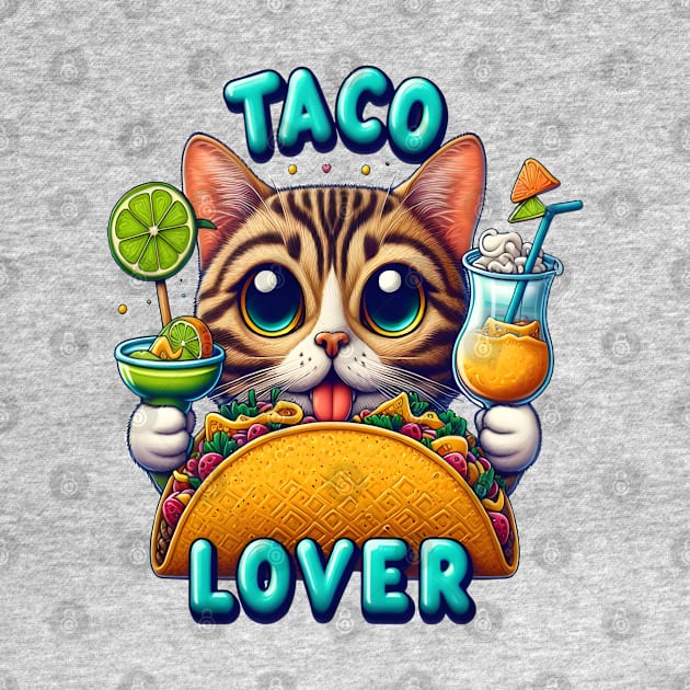 Taco Lover Cat With Refreshing Drink by coollooks